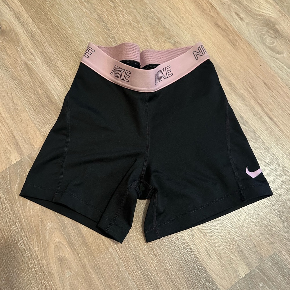 Nike Women's Black Shorts with Pink Waistband